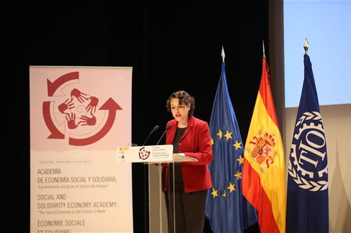 Magdalena Valerio en el acto de apertura de la XI Edición Academia de Economía Social y Solidaria