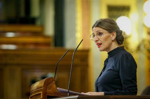 La ministra de Trabajo y Economía Social, Yolanda Díaz, interviene en el Congreso