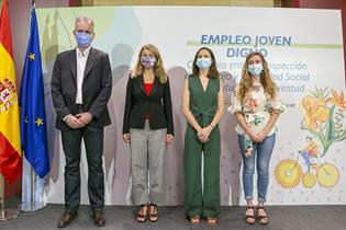 El director general de Inspección de Trabajo, la vicepresidenta Díaz, la ministra Belarra y la directora general del INJUVE