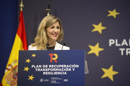 Yolanda Díaz durante la presentación de las medidas