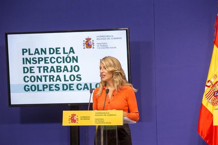 Yolanda Díaz durante la presentación de la campaña