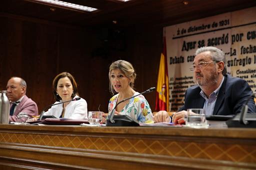 Yolanda Díaz durante su intervención en el Senado