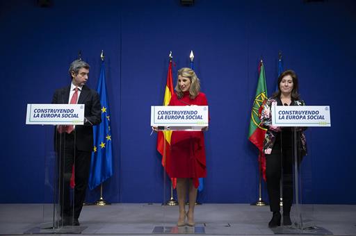 Yolanda Díaz junto a sus homólogos europeos
