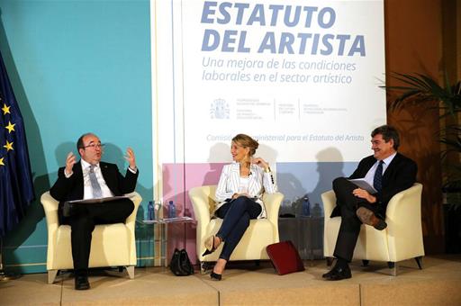 Miquel Iceta, Yolanda Díaz y José Luis Escrivá