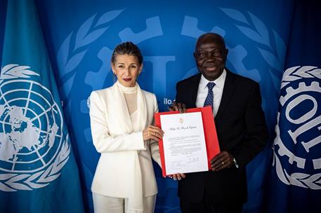 La vicepresidenta segunda y ministra de Trabajo y Economía Social, Yolanda Díaz, en la OIT 