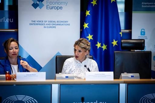  La vicepresidenta segunda y ministra de Trabajo y Economía Social, Yolanda Díaz, durante el acto