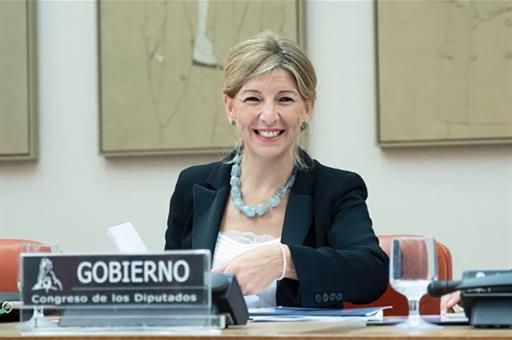 La vicepresidenta segunda del Gobierno, Yolanda Díaz, durante su comparecencia en el Congreso