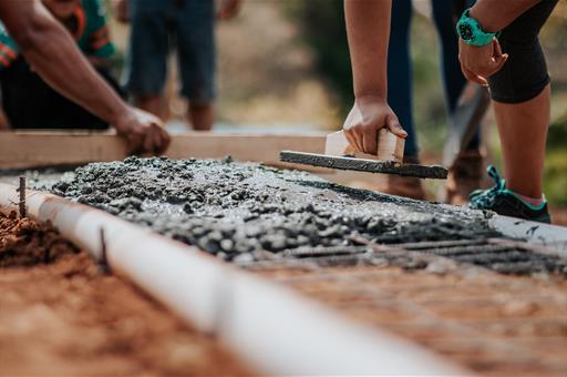 Trabajadores de la construcción en una obra