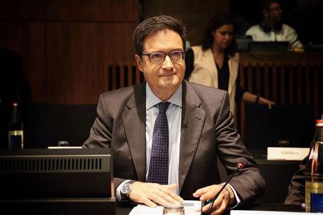 9/06/2026. Óscar López, durante su participación en el Consejo de Telecomunicaciones de la Unión Europea.. El ministro para la Transformació...