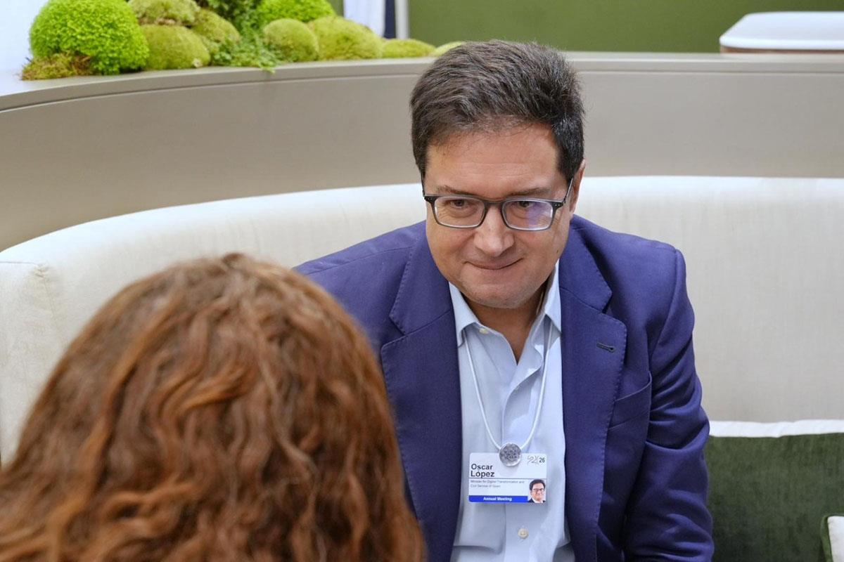 El ministro para la Transformación Digital y de la Función Pública, Óscar López, en el Foro Económico Mundial de Davos