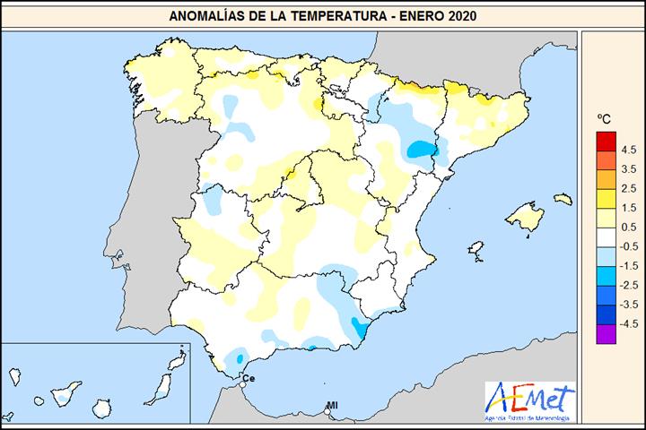 Enero de 2020, un mes cálido y con récords de precipitación