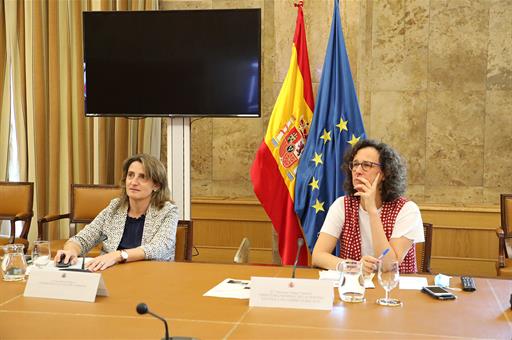 Teresa Ribera durante la videoconferencia