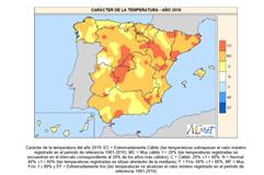 Mapa de carácter de la temperatura del año 2019