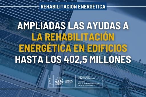 Ampliadas las ayudas a la rehabilitación energética en edificios hasta los 402,5 millones