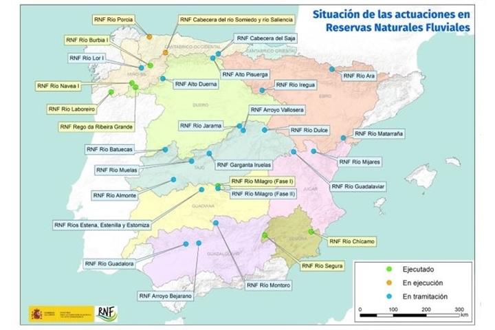 Mapa de las Reservas Naturales Fluviales
