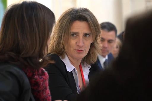 Teresa Ribera en el transcurso de la cumbre