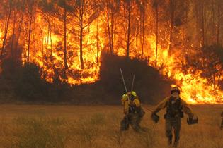 Profesionales luchando contra un incendio