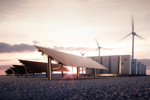 Placas solares y molinos de energía eólica