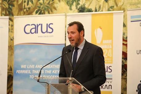 El ministro Óscar Puente, en la clausura de la Asamblea General de la Asociación de Navieros Españoles