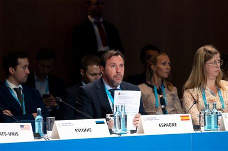 Óscar Puente durante su participación en el Consejo de Ministros de Foro Internacional de Transporte 