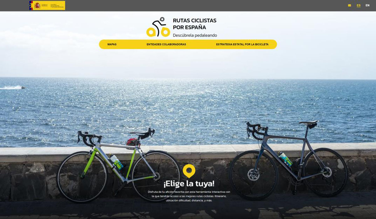Página de inicio del portal web Rutas ciclistas por España