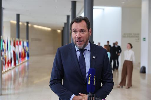 El ministro Óscar Puente, en el Consejo de ministros de Transportes de la Unión Europea.