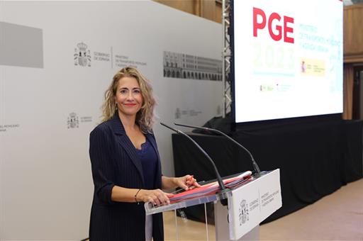 La ministra de Transportes, Movilidad y Agenda Urbana, Raquel Sánchez, presenta los presupuestos