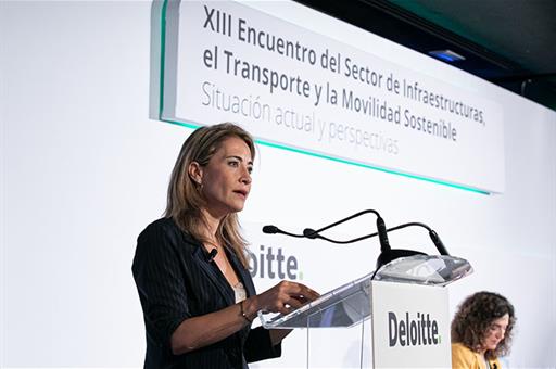 9/06/2022. Raquel Sánchez en el XIII Encuentro del sector de Infraestructuras, el Transporte y la Movilidad. Raquel Sánchez durante su inter...