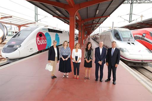 La ministra del MITMA, Raquel Sánchez, en la estación de Chamartín-Clara Campoamor