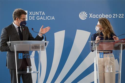La ministra Raquel Sánchez y el presidente de la Xunta, Alberto Núñez Feijóo