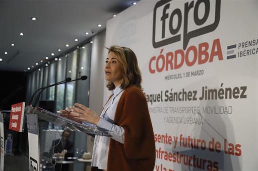 Raquel Sánchez durante el acto informativo