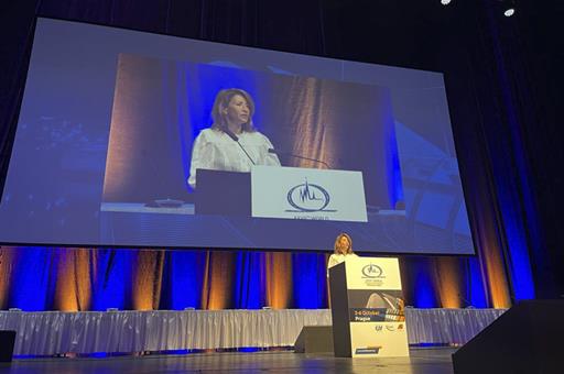 La ministra Raquel Sánchez, en el XXVII Congreso Mundial de la Carretera