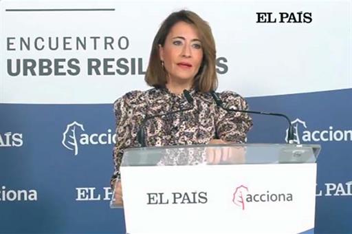 La ministra de Transportes, Movilidad y Agenda Urbana en funciones, Raquel Sánchez, durante su intervención en el acto.