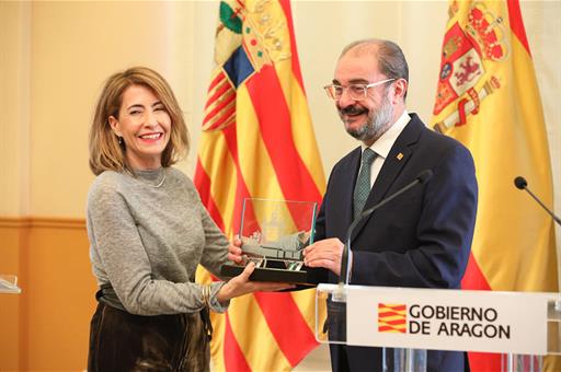 La ministra Raquel Sánchez y el presidente de Aragón, Javier Lambán