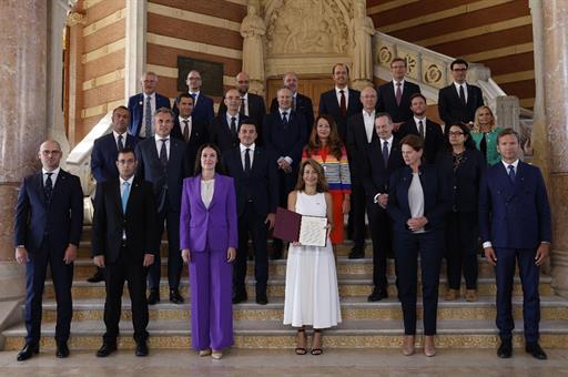 La ministra de Transportes, Movilidad y Agenda Urbana en funciones, Raquel Sánchez, junto a sus homólogos comunitarios.