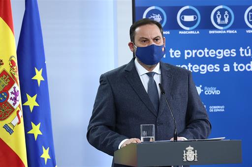 El ministro José Luis Ábalos durante su comparecencia antes los medios de comunicación