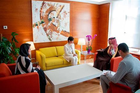 15/04/2024. Isabel Rodríguez receives the Minister of Municipal, Rural and Housing Affairs of the Kingdom of Saudi Arabia. Meeting between t...