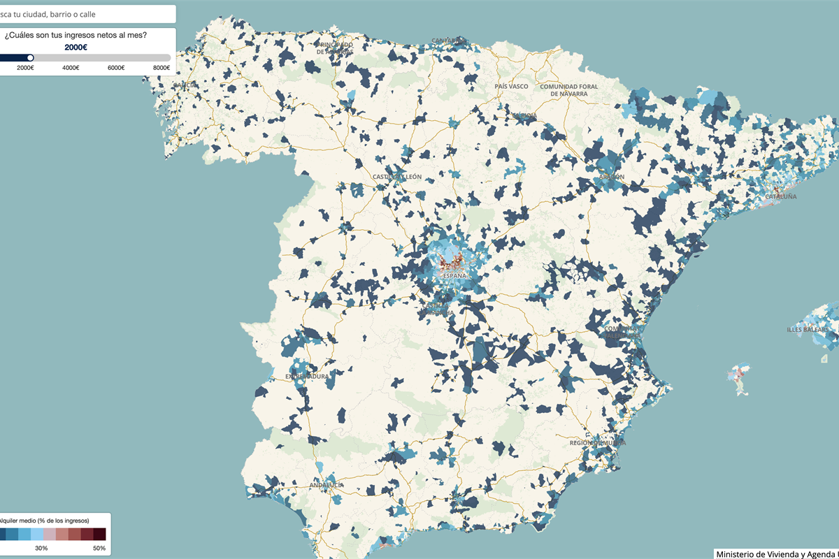 Mapa de precios de alquiler para vivienda