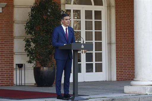 20/11/2023. Institutional statement by the President of the Government of Spain, Pedro Sánchez. The President of the Government of Spain, Pe...